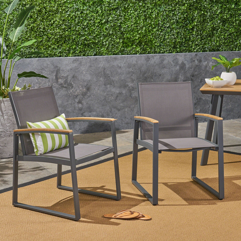 Aresha - Metal Outdoor Dining Armchair (Set of 2) - Gray