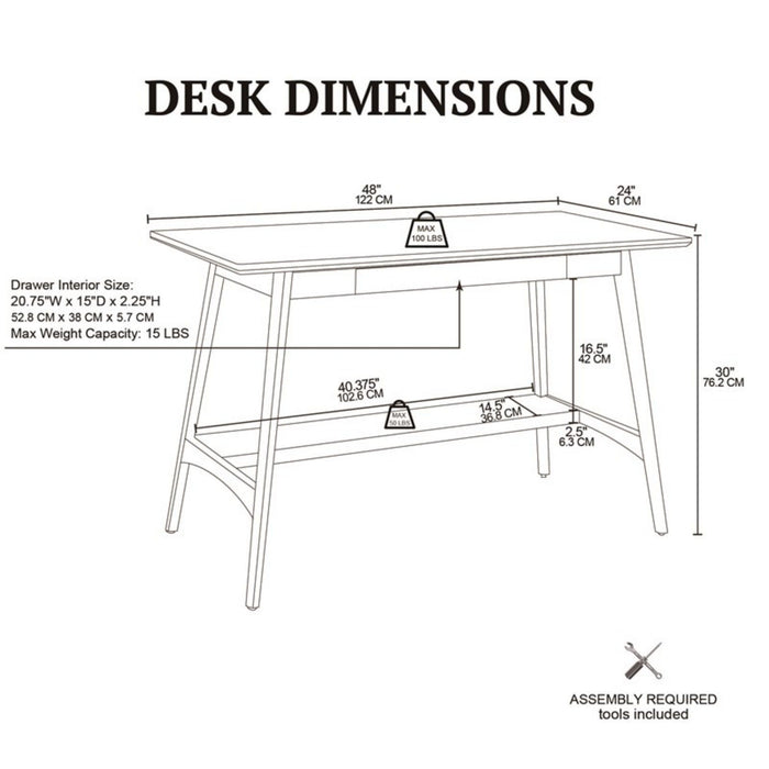 Parker - Desk With Storage Shelf - Off White / Pecan