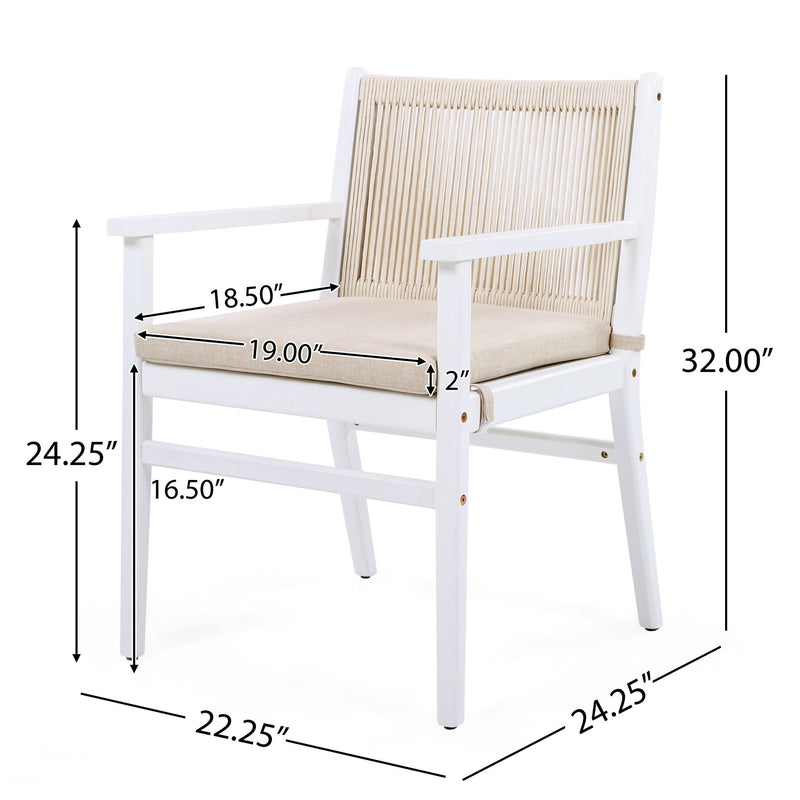Outdoor Dining Armchair (Set of 2) - Beige / White