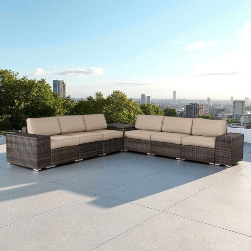 Elegant Outdoor Rattan Wicker 6 Person Seating Group With Cushions