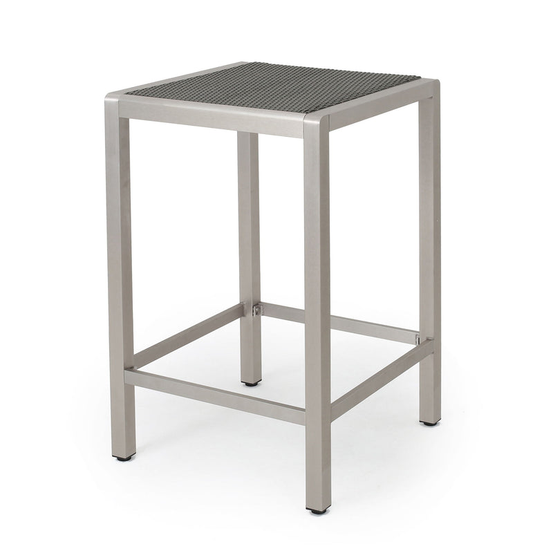 Outdoor 43" Aluminum Bar Table With Rattan Table Top - Gray