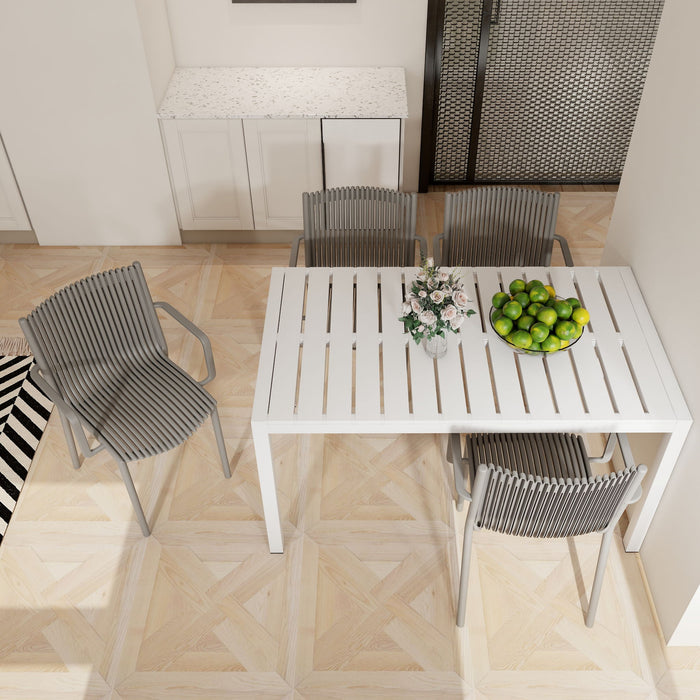 4 Modern Stackable Armchair Matched With Long Table