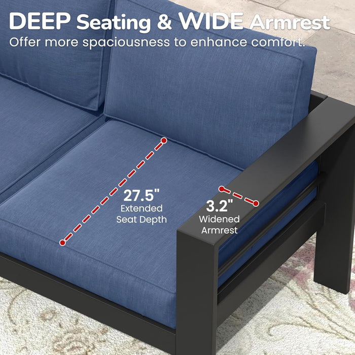 Modern All-Weather Patio Armchairs With Thick Cushions (Set of 2)