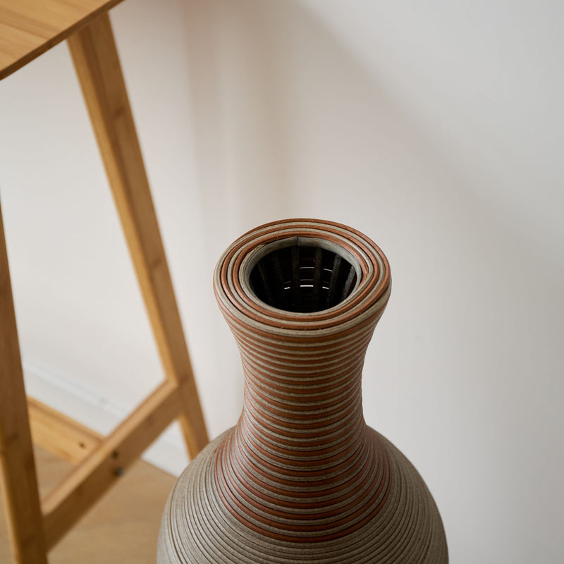 Tall Vase - Brown Decorative Floor Vase, Classic Neat Floor Vase Tall Freestanding Flower Holder, Artificial Rattan Vase, Floor Vase, Flower Holder For Home Decor - Gray