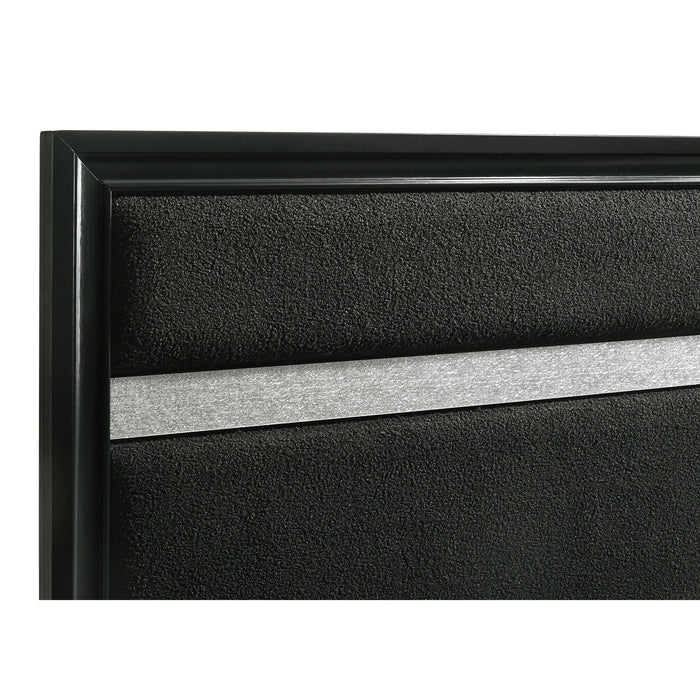 Modern Bedroom Set With Upholstered Headboard And Textured Storage