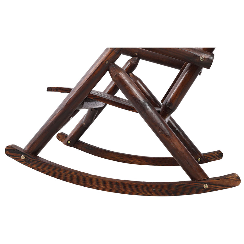 Durable Wooden Porch Rocker, Fir Log Rocking Chair