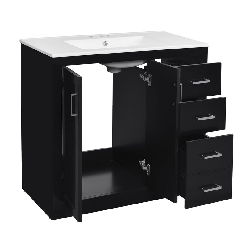 Bathroom Vanity With Sink Combo, Storage Cabinet, Freestanding Set With 3 Drawers & Soft Closing Doors