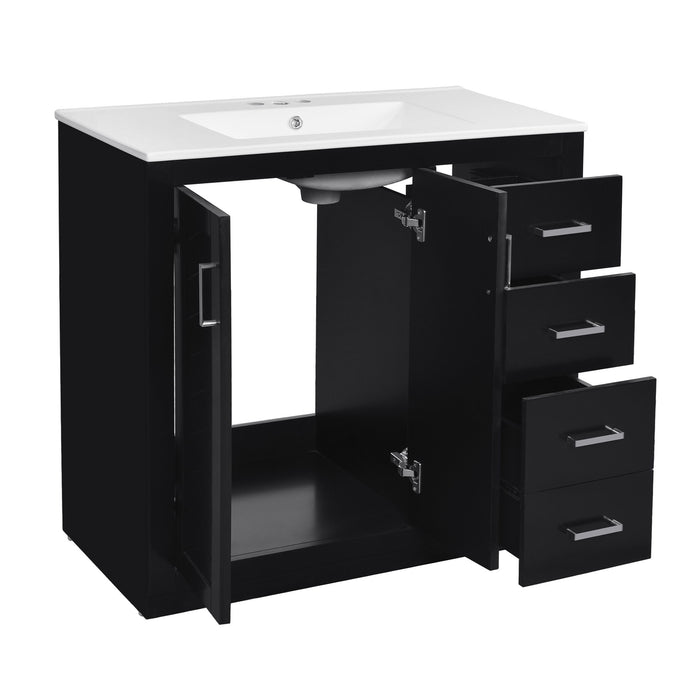 Bathroom Vanity With Sink Combo, Storage Cabinet, Freestanding Set With 3 Drawers & Soft Closing Doors