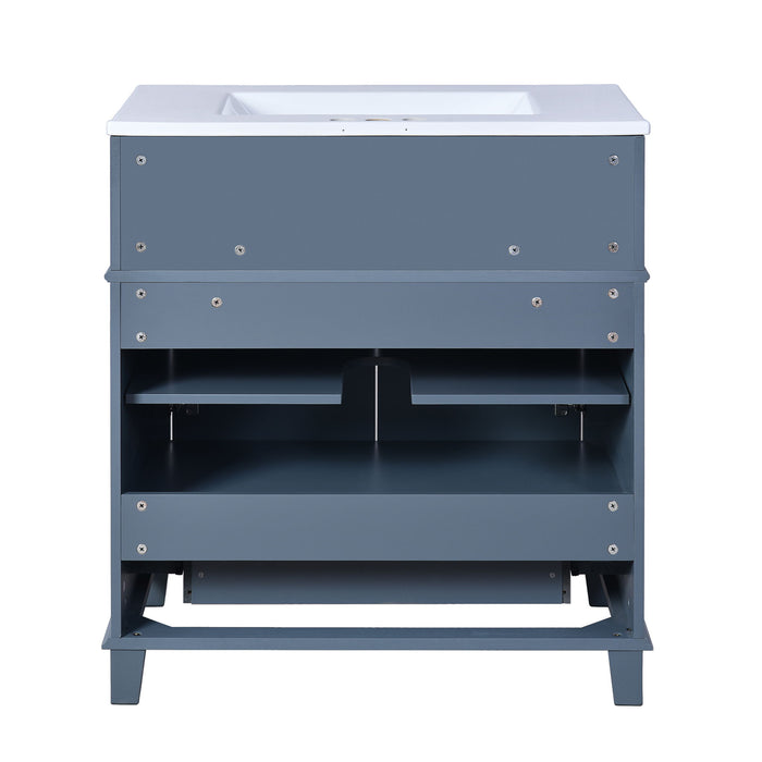 Bathroom Vanity With Sink Storage Cabinet - Blue