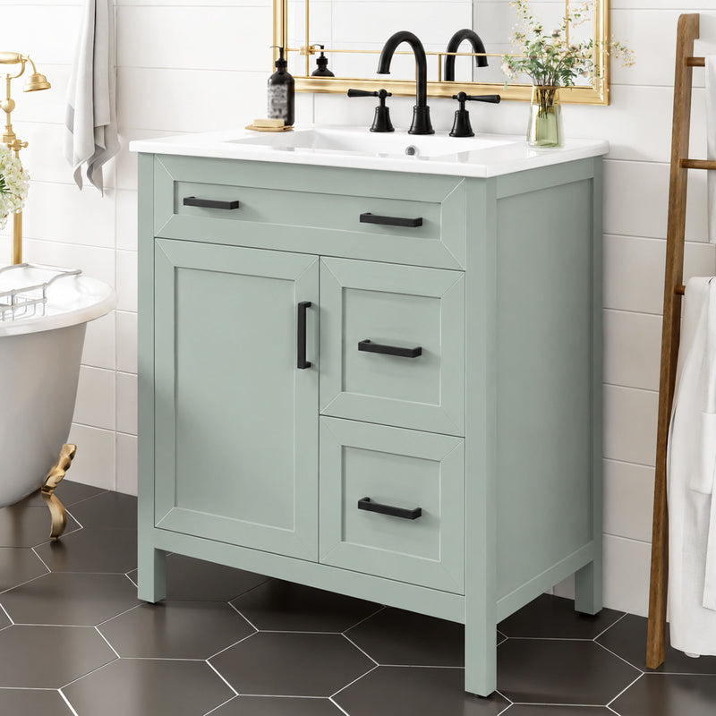 Bathroom Vanity With Sink, 2 Soft Close Drawers, 1 Soft Close Door, Adjustable Shelf