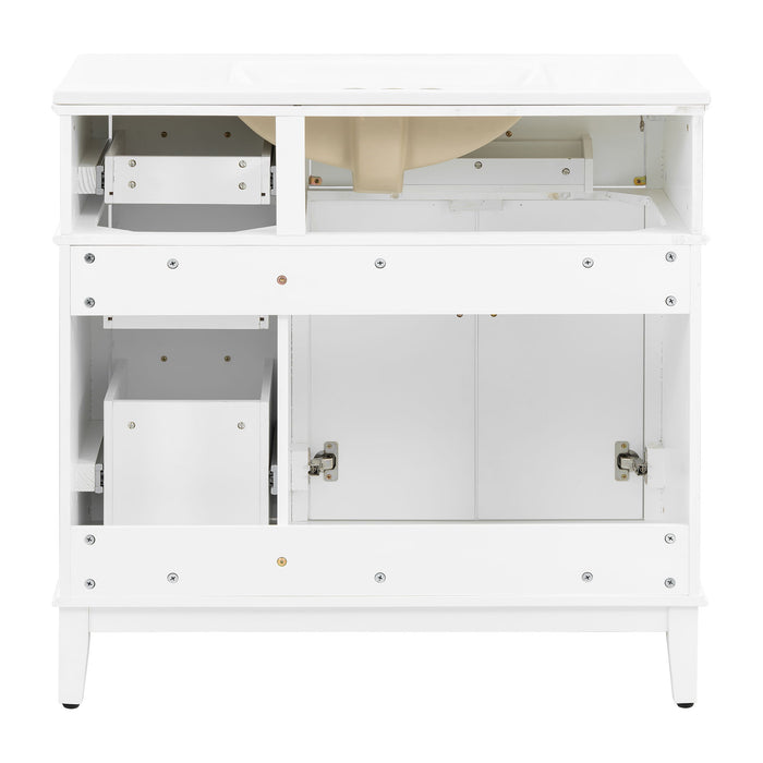 Bathroom Vanity With Sink, Soft Close Doors, 4 Storage Drawers