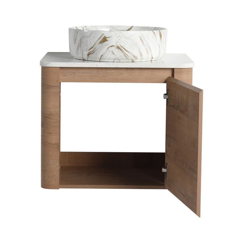 Wall Mounted Bathroom Vanity With Art Sink, 1 Soft Close Door