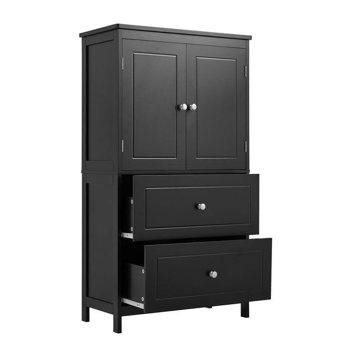 Bathroom Storage Cabinet With 2 Doors And Drawers, Adjustable Shelf