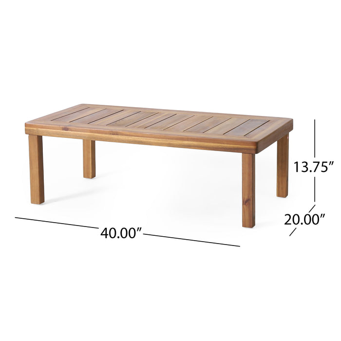 Acacia Wood Loveseat And Coffee Table Set With Cushions