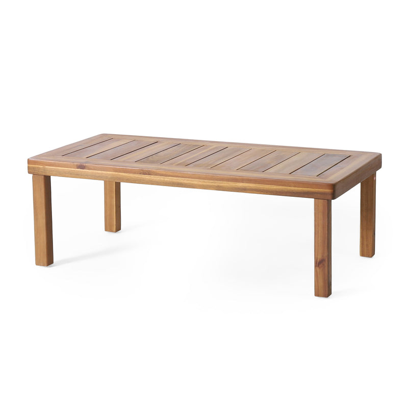 Acacia Wood Loveseat And Coffee Table Set With Cushions