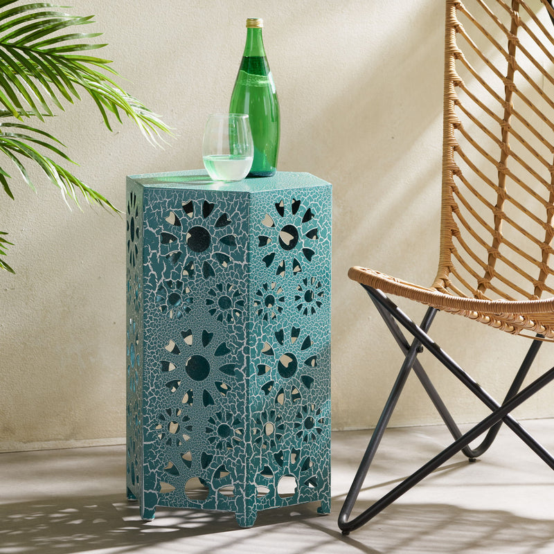 Galore - Side Table With Sunburst Cut Out Design
