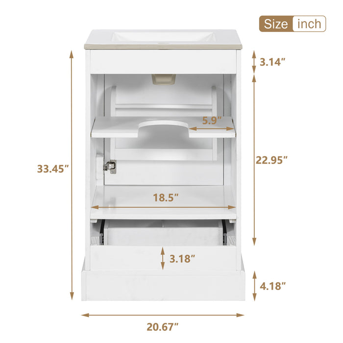 Bathroom Vanity With Sink, Soft Close Door, Adjustable U-Shaped Shelf