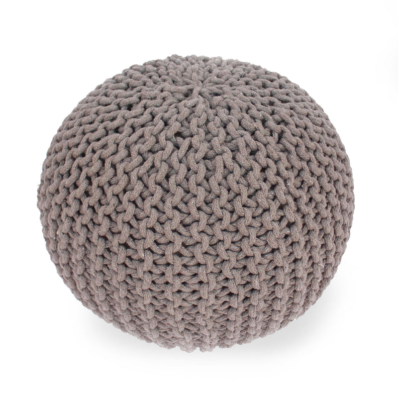 Moro - Knitted Round Pouf With Pumpkin Shape