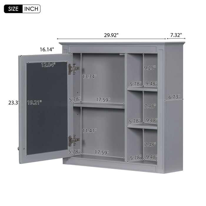 Bathroom Vanity With Medicine Cabinet, Royal Mirror Cabinet, Modern Bathroom Storage Cabinet With 2 Soft Closing Doors And 4 Drawers