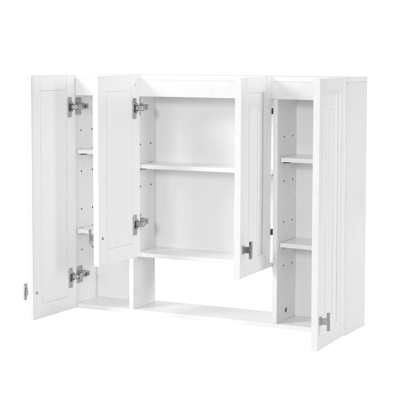 Bathroom Cabinet With 5 Adjustable Shelves, Soft Closing Hinges, Open Shelving Design - White