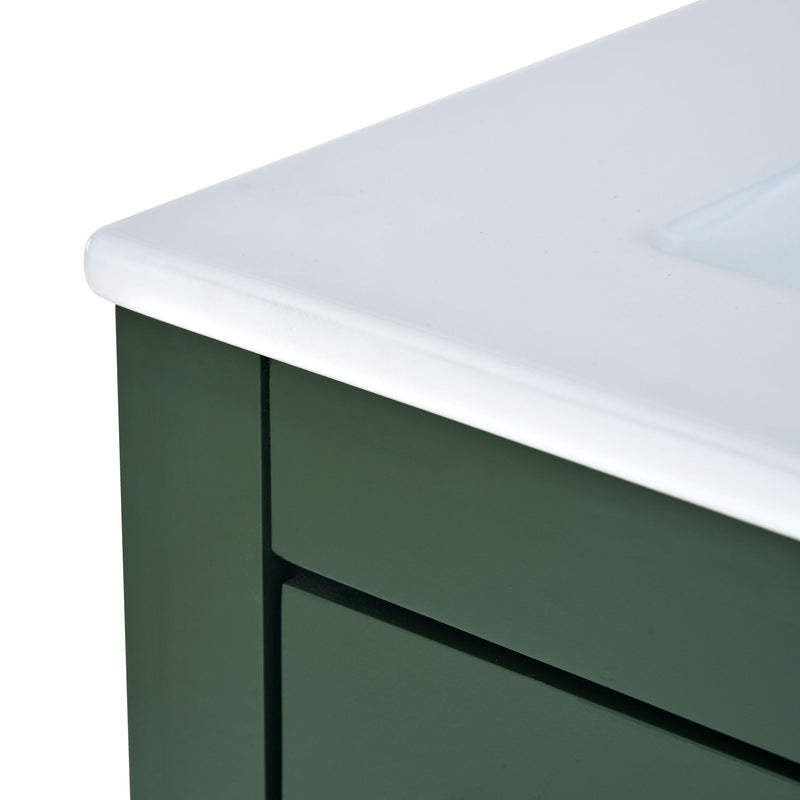 Bathroom Vanity With Ceramic Sink Combo, Modern Freestanding Storage Cabinet With Silver Handles