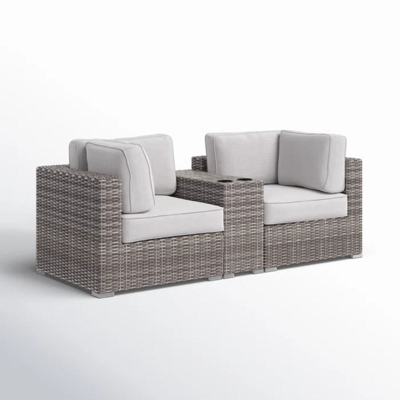 Handcrafted Outdoor Loveseat With Wicker Seating
