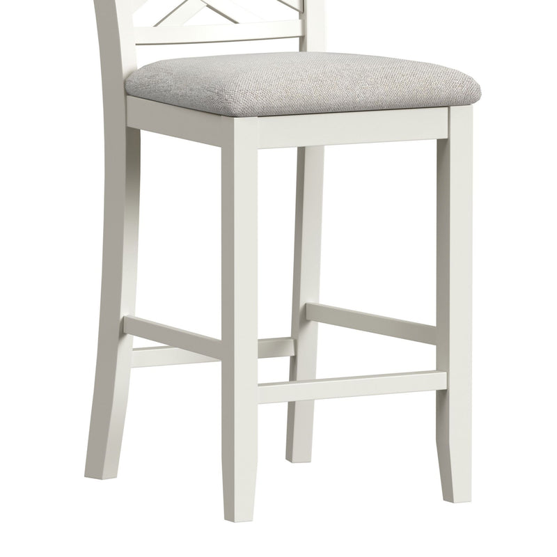 Brooks - 5 Piece Counter Set With Table And 4 Upholstery Seat & Wood Back Chairs - Medium Brown & White