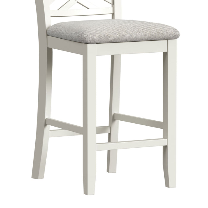 Brooks - 5 Piece Counter Set With Table And 4 Upholstery Seat & Wood Back Chairs - Medium Brown & White