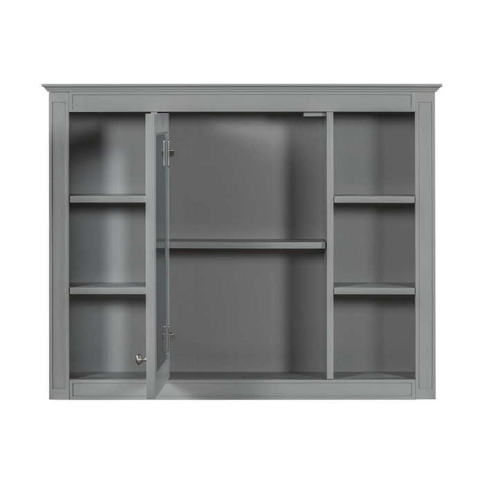 Bathroom Vanity With Mirror Cabinet, Single Sink With 2 Soft Closing Doors And 4 Drawers