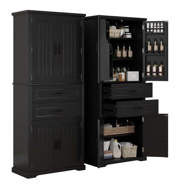 Storage Cabinet With Adjustable Shelves, 2 Drawers, Doors