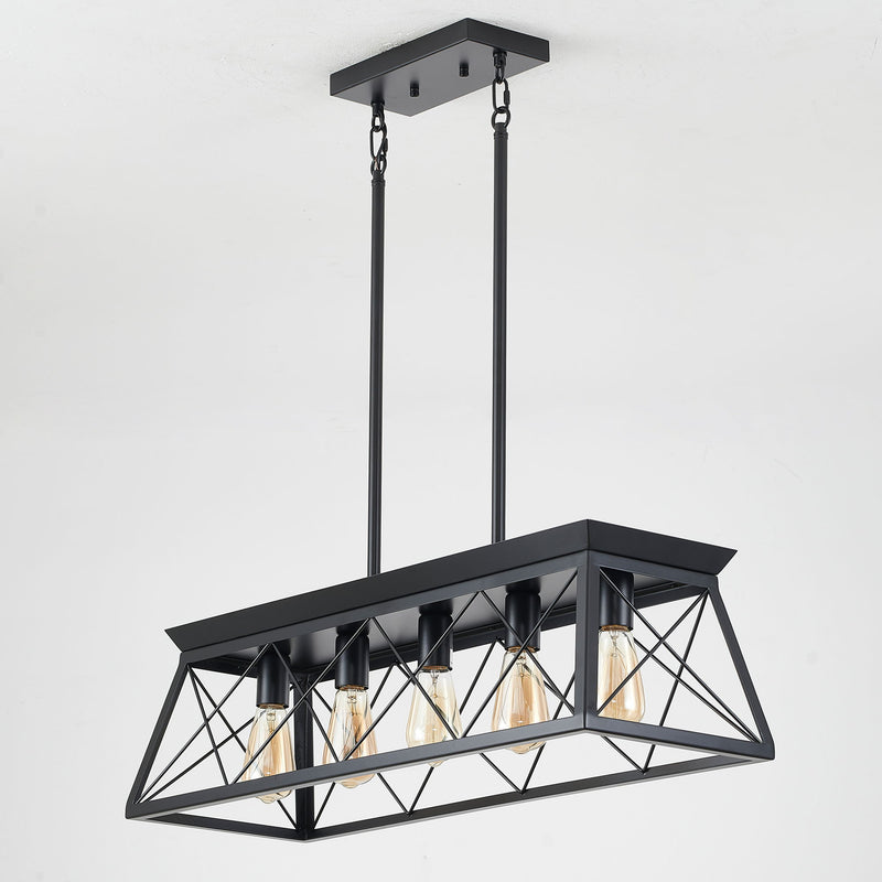 Chandelier Pendant Light For Dining Room Kitchen, 5 Light Fixture With Adjustable Height