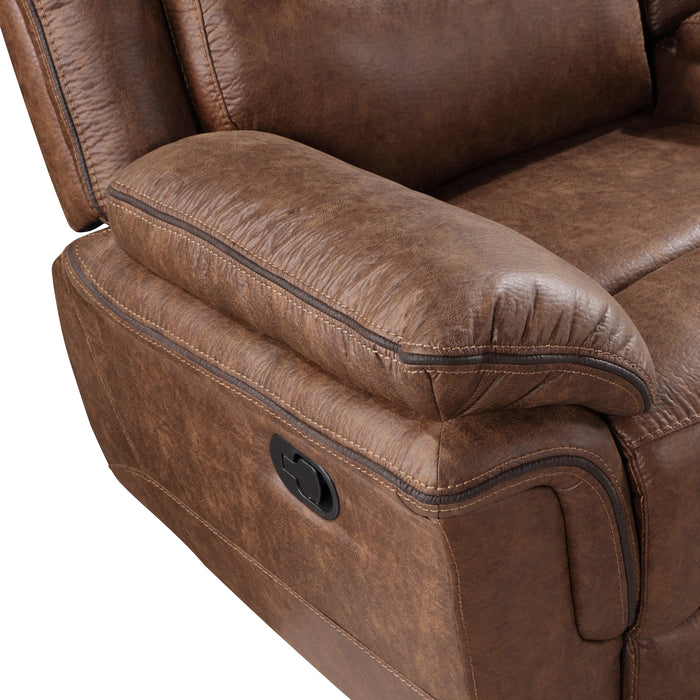 Ryland Console Loveseat W/ Dual Recliners--Brown