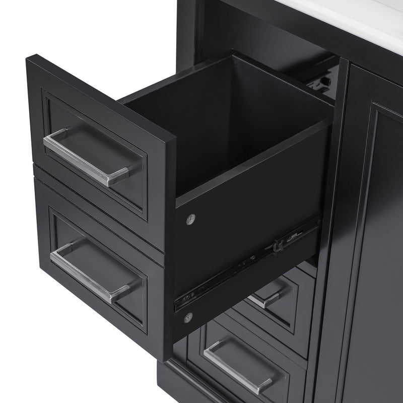 Bathroom Vanity With Sink, Soft Close Doors, Adjustable Shelf & 3 Drawers