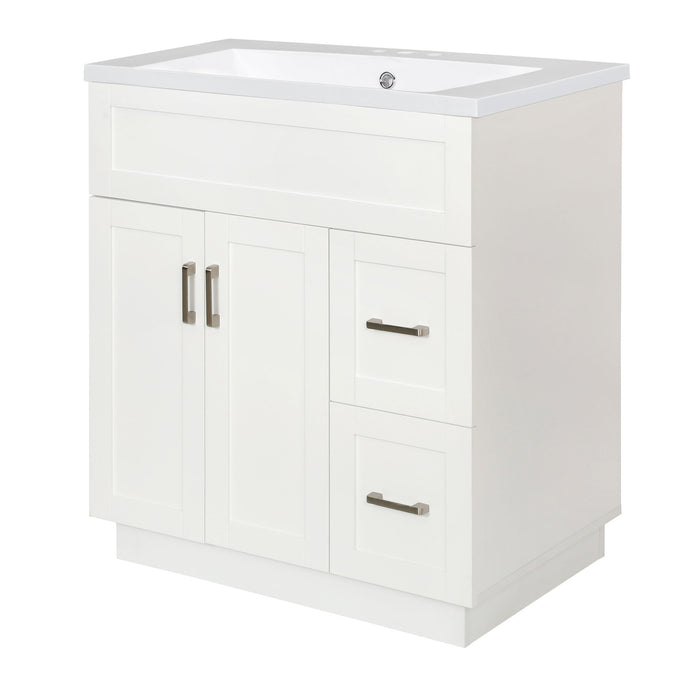 Bathroom Vanity With 2 Doors, 2 Drawers, Adjustable Shelf, Hidden Slides & Soft Close Hinges