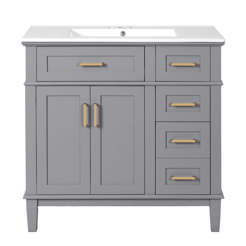 Modern Bathroom Vanity With Ceramic Sink, Soft Close Storage Cabinet