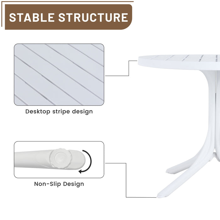 4 Piece Set Of Color Block Designed Single Chairs & Round Table - Cream White / Haze Green / White