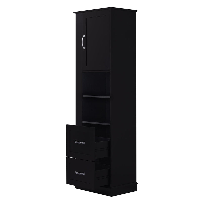 Freestanding Bathroom Storage Cabinet With Adjustable Shelves And Side Hooks Board, Rectangle Design