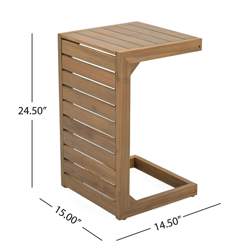 Outdoor Chaise Lounge Set With Side Table, 5 Position Adjustable Patio Recliner