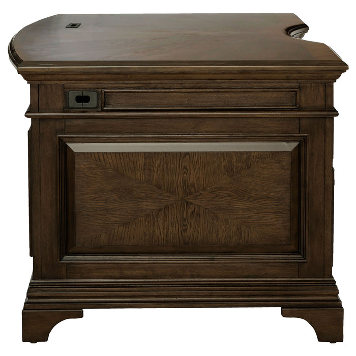 Stigham - 7 Drawer Executive Desk With Lockable File Cabinets - Oak