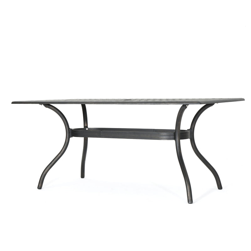 Enchantia - Outdoor Rectangular Dining Table With Weave Tabletop And Flared Legs - Copper