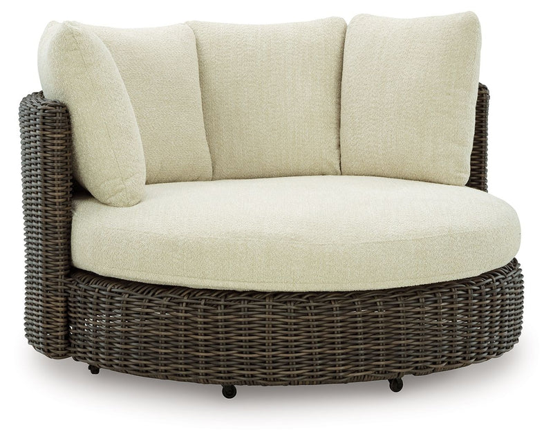 Kimora - Swivel Lounge Chair With Cushion - Beige / Dark Brown