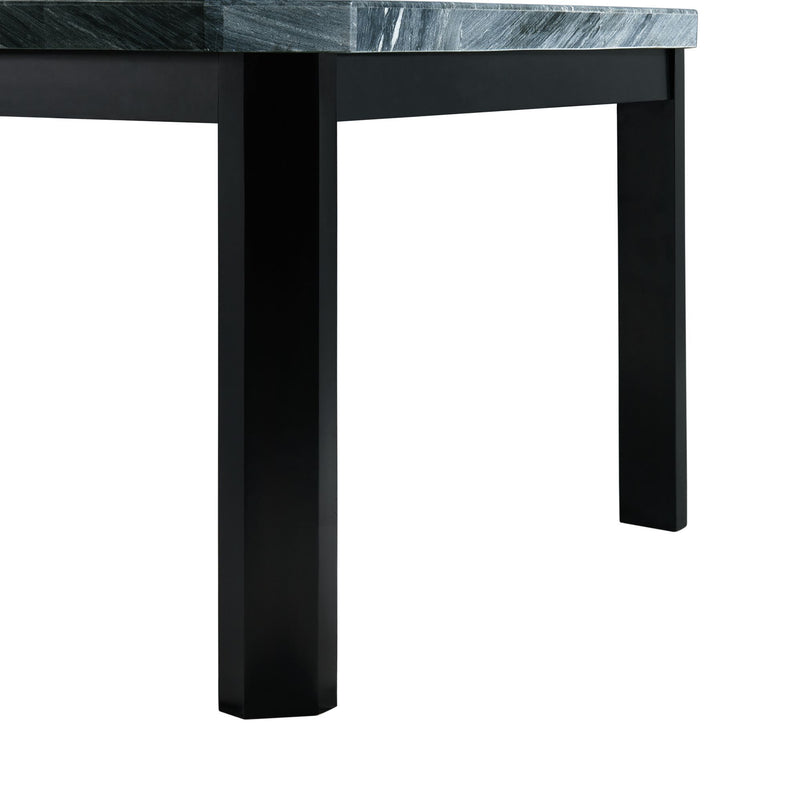 Francesca - Rectangular 5 Piece Gray PU Chairs Dining Set, Table & Four Chairs - Gray Marble