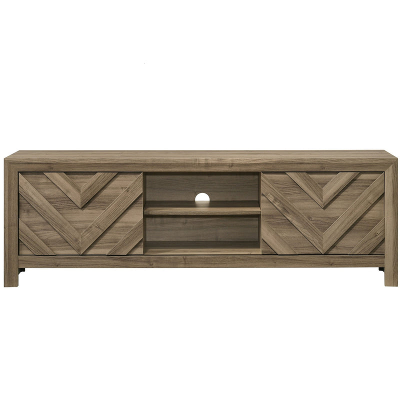 Chevron Patterned Living Room TV Stand - Light Brown