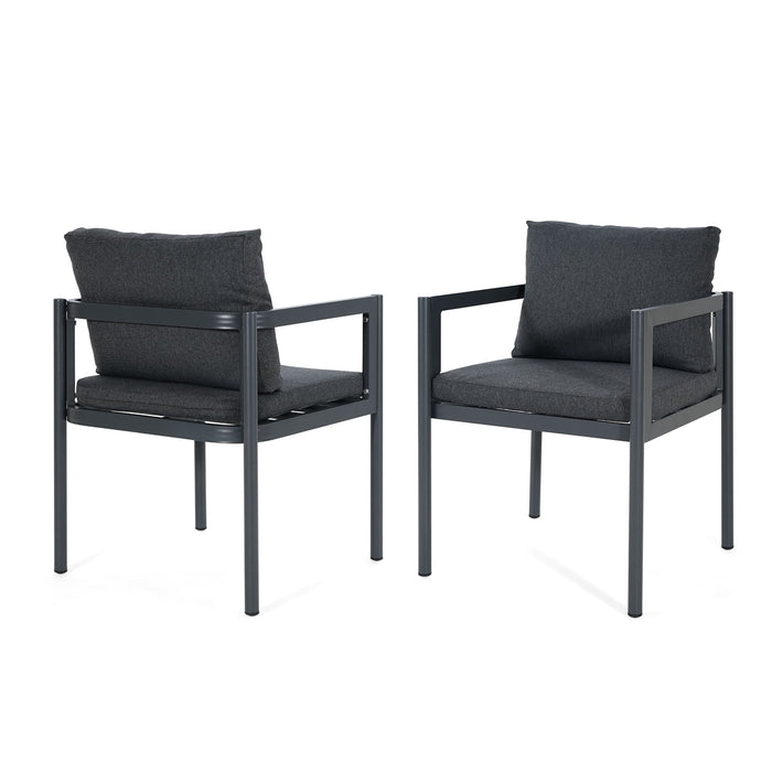 5 Piece Outdoor Patio Dining Set With Table, Chairs With Cushions - Gray / Light Teak