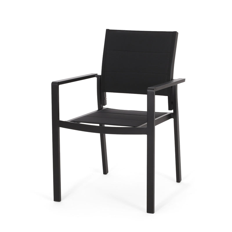 Baird - Outdoor Mesh And Aluminum Dining Chairs - Black
