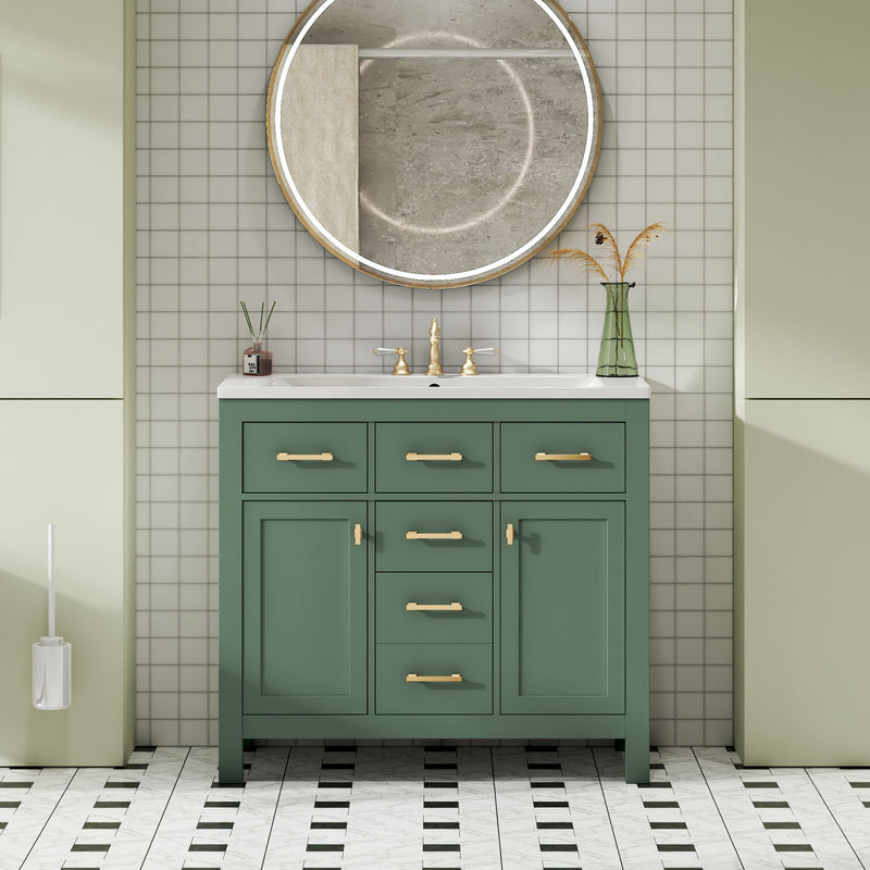 Bathroom Vanity With Sink, Cabinet With 4 Drawers & 2 Soft Close Doors, Rectangular Storage Unit For Bathroom