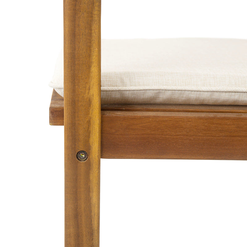Preston - Outdoor Dining Chair With Cushion (Set of 2) - Teak / Beige