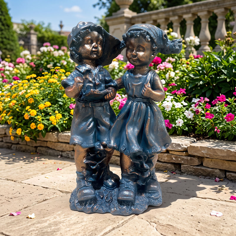 Magnesium Oxide Statues Of A Boy And A Girl, Perfect As Garden Lawn Ornaments, Are Ideal For Backyards, Lawns, And Patios.