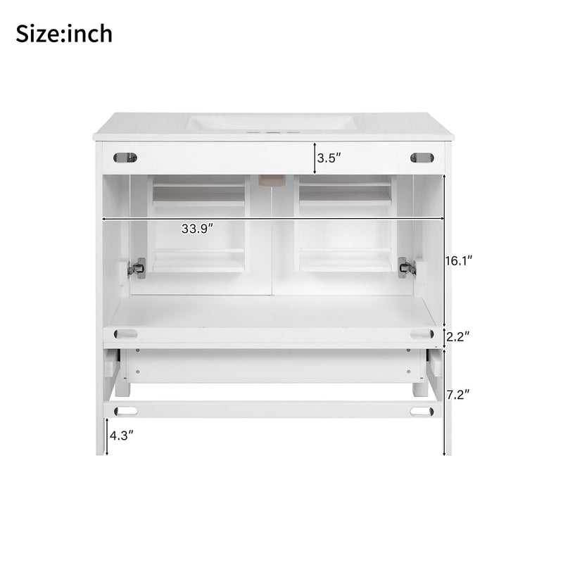 Bathroom Vanity With Sink, Soft Close Doors, Double Shelves & Divided Drawer