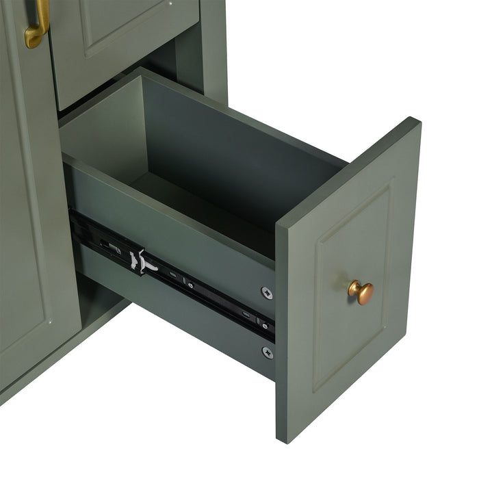 Elegant Bathroom Vanity With Ceramic Sink, Soft Close Doors And Drawers, Double Storage Racks
